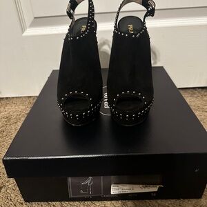 Prada Black Studded Platform Sandals
